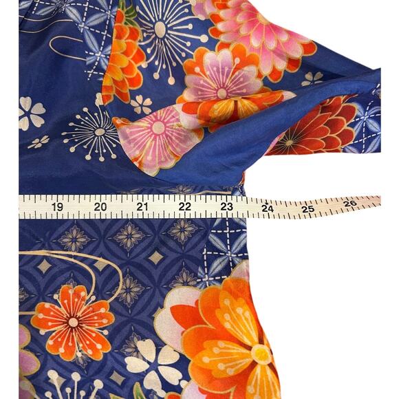 JOHNNY WAS Blue Pajaro Coddi 100% Silk Blue Floral Tunic Boho Top Women's LARGE - Picture 4 of 14